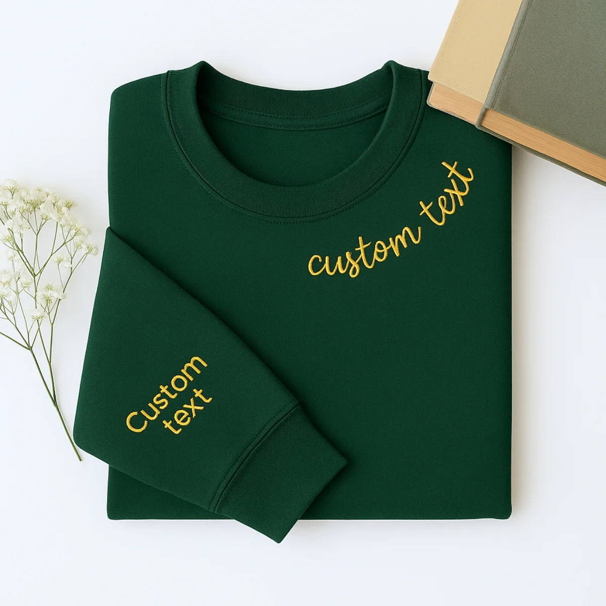 Custom Neckline Text Sweatshirt - Personalized Script Embroidered Pullover - Elegant Name Gift - Image 5