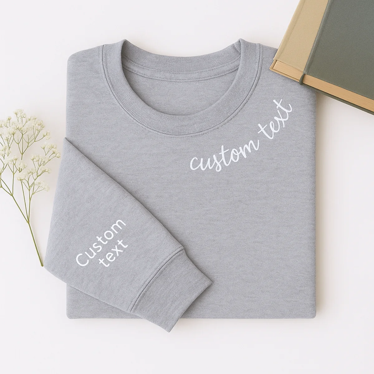 Custom Neckline Text Sweatshirt - Personalized Script Embroidered Pullover - Elegant Name Gift - Image 7