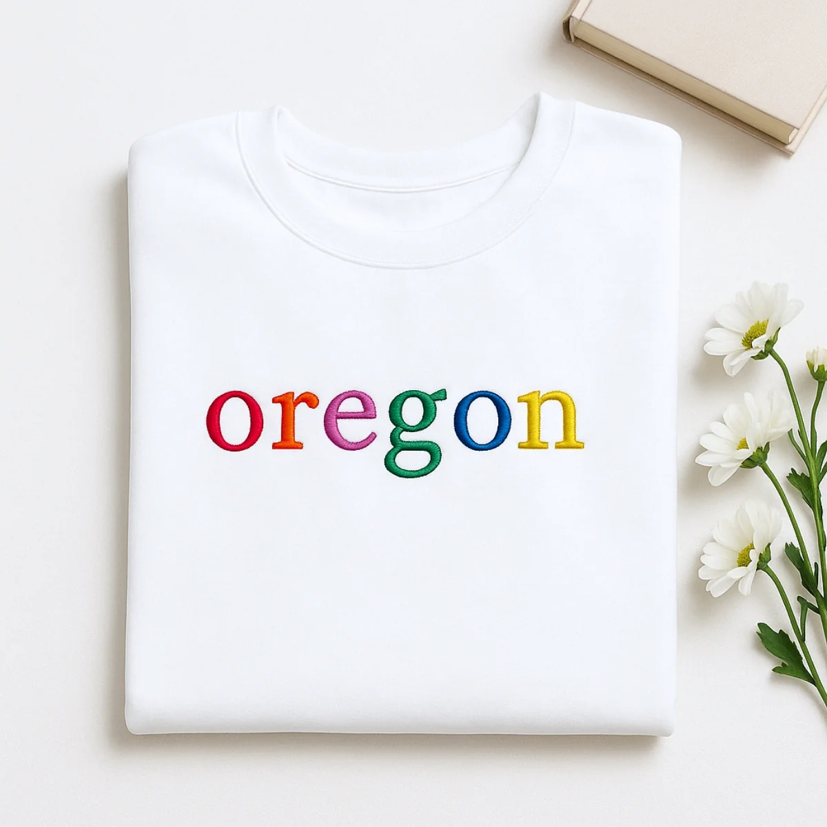Custom Oregon State Sweatshirt - Rainbow Embroidered Letters - Pacific Northwest Pride Gift - Image 2