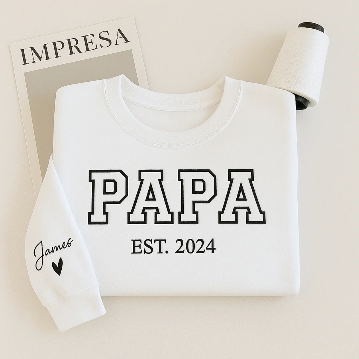Custom Papa EST Hoodie - Varsity Style Embroidered - Perfect New Grandpa Gift - Image 4