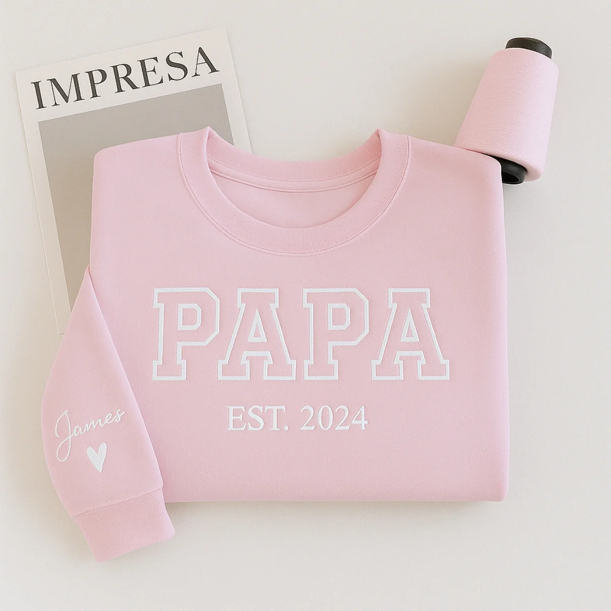 Custom Papa EST Hoodie - Varsity Style Embroidered - Perfect New Grandpa Gift - Image 5