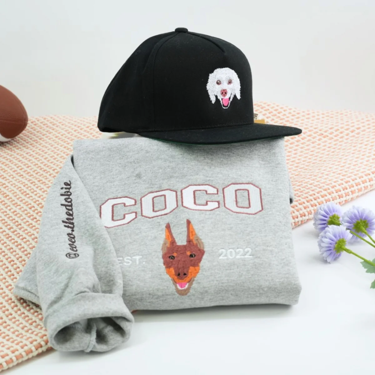 Custom Pet Name Sweatshirts - Dog Portrait Varsity Style Embroidered Sweaters - Dog Lover Gift - Image 3