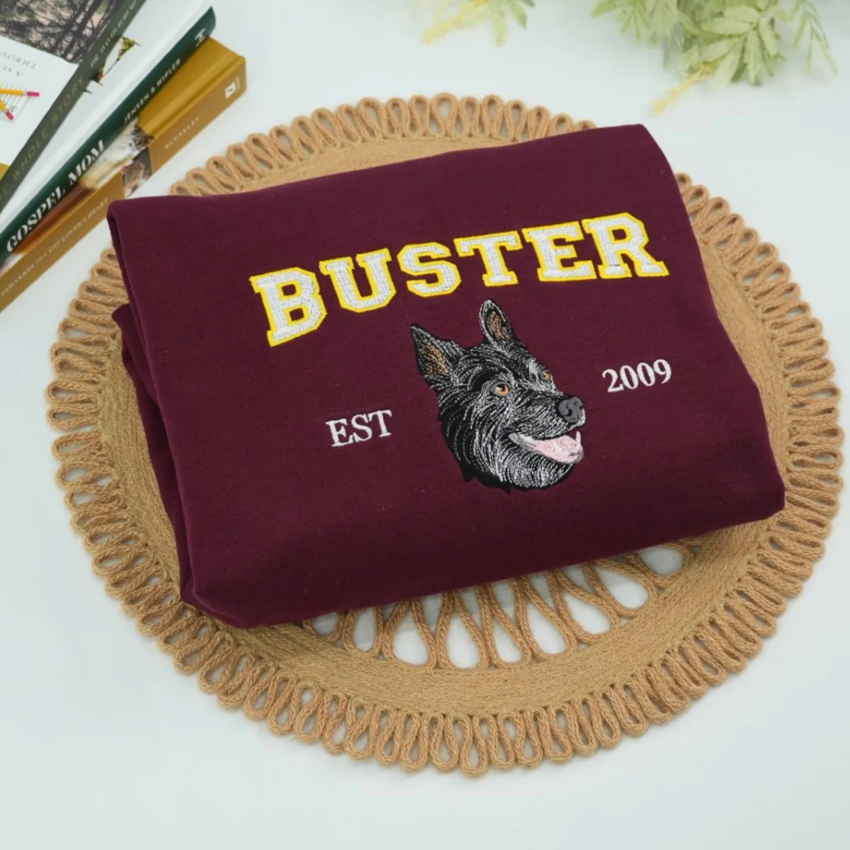 Custom Pet Name Sweatshirts - Dog Portrait Varsity Style Embroidered Sweaters - Dog Lover Gift - Image 6