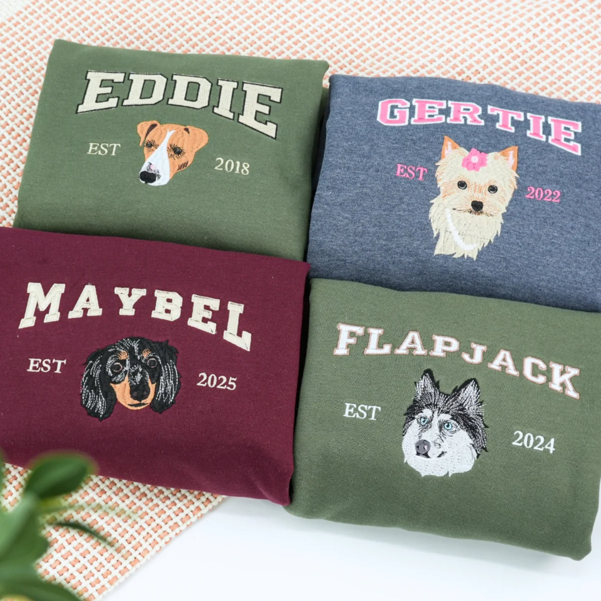 Custom Pet Name Sweatshirts - Dog Portrait Varsity Style Embroidered Sweaters - Dog Lover Gift - Image 8