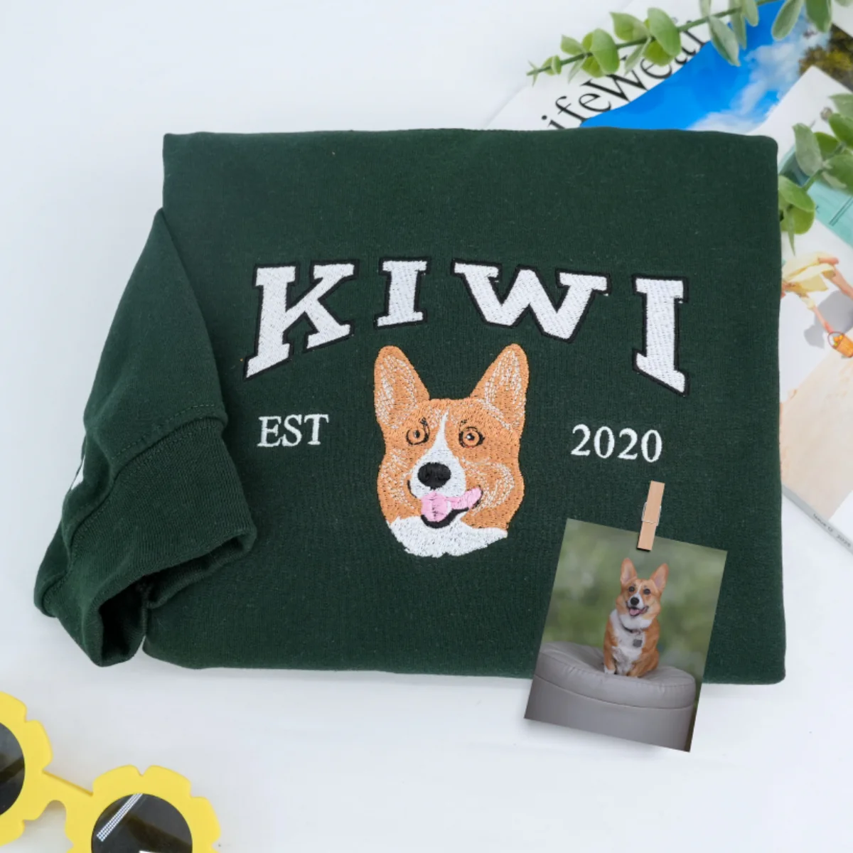 Custom Pet Name Sweatshirts - Dog Portrait Varsity EST Embroidered Shirts - Dog Lover Gift - Image 5