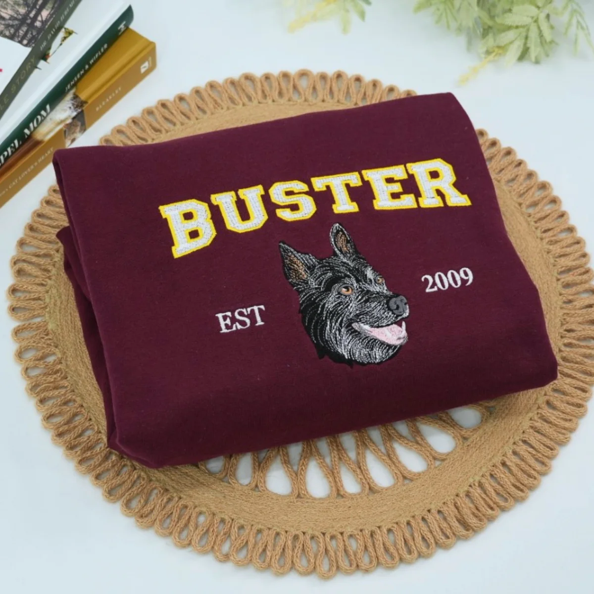Custom Pet Portrait Hoodies - Dog Name Varsity Style Embroidered Sweatshirts - Dog Lover Gift - Image 5