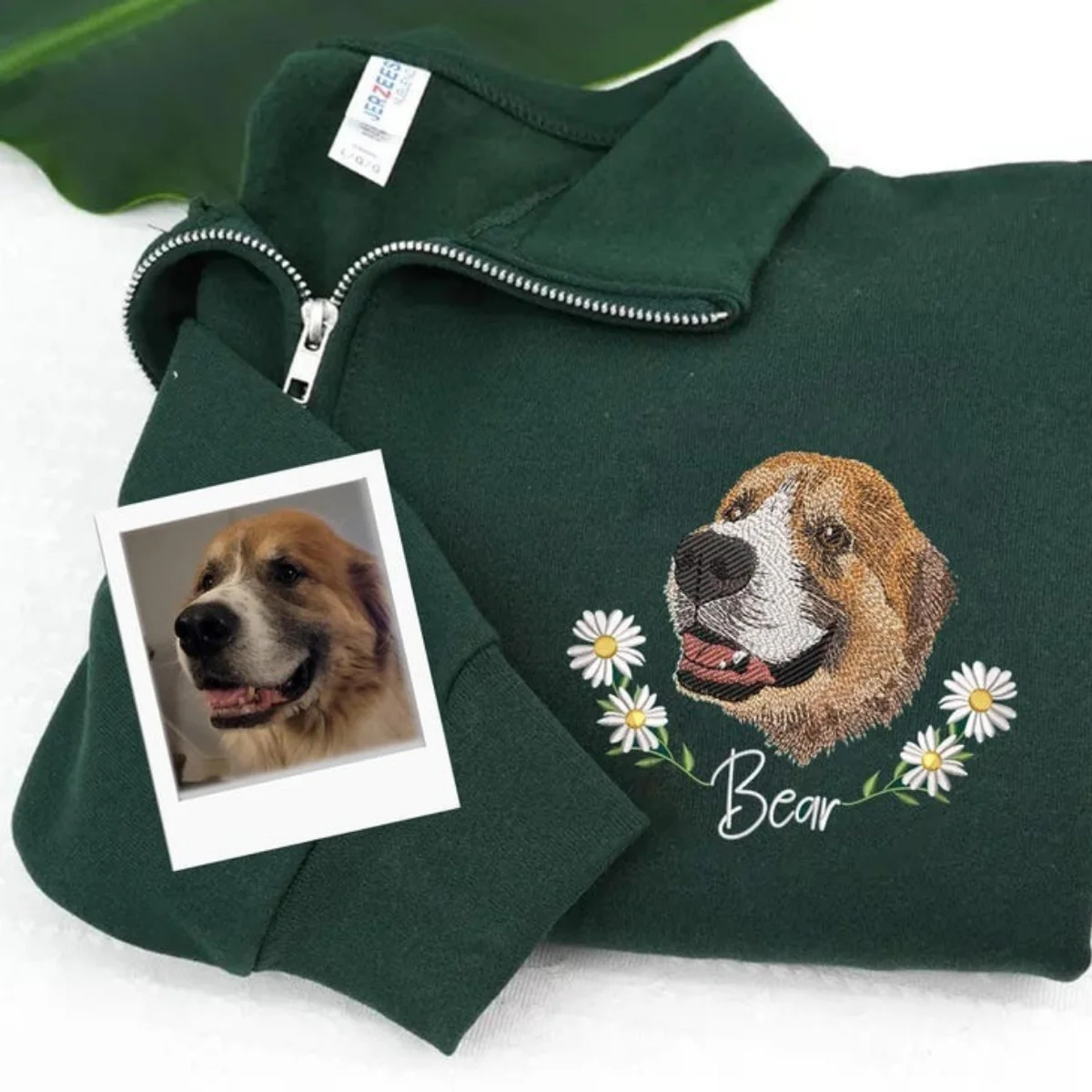 Custom Pet Portrait Quarter Zip - Cat Face Embroidered Pullover - Personalized Pet Memorial Gift - Image 5