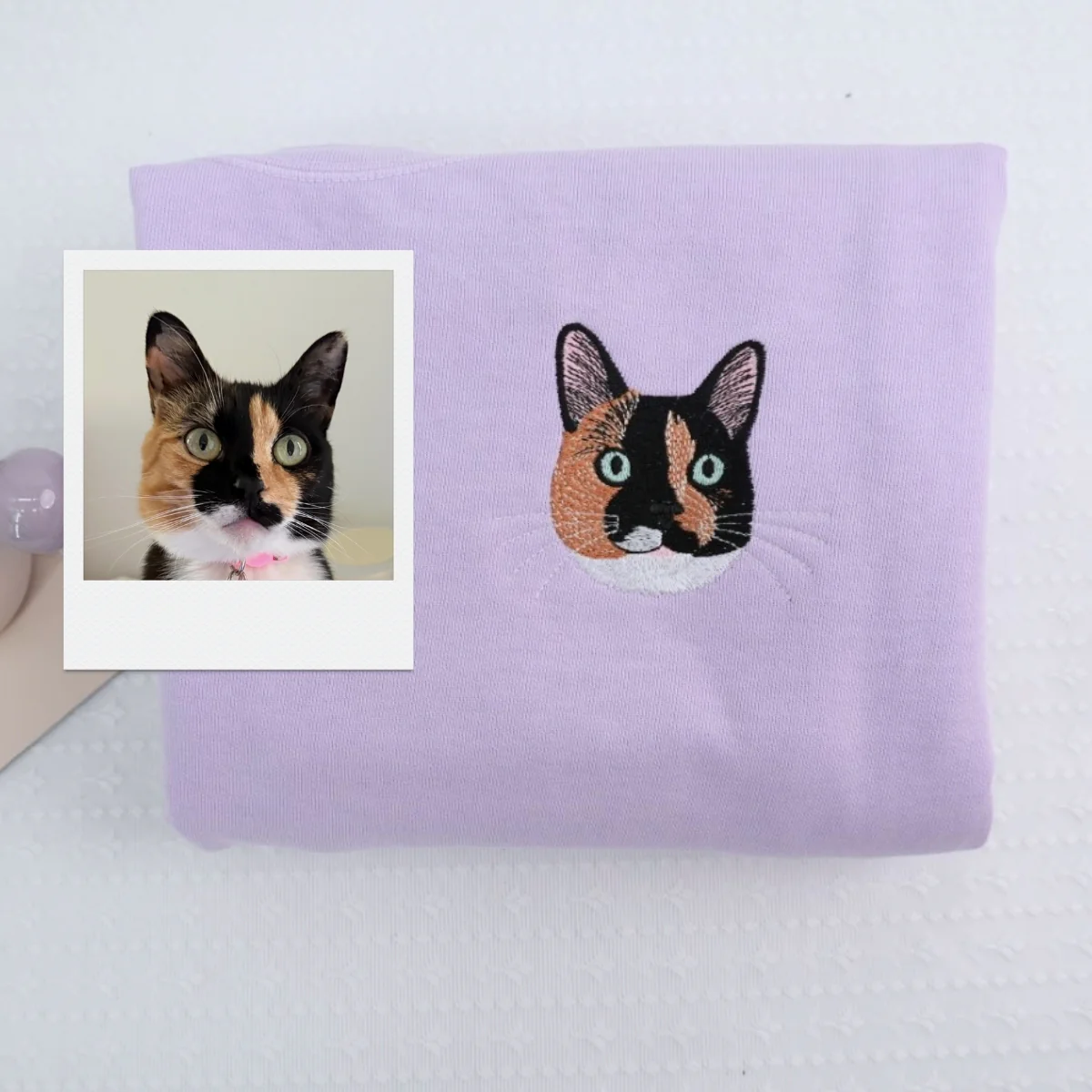Custom Pet Portrait Sweatshirt with Names - Dog Cat Face Embroidered - Personalized Pet Parent Gift - Image 2