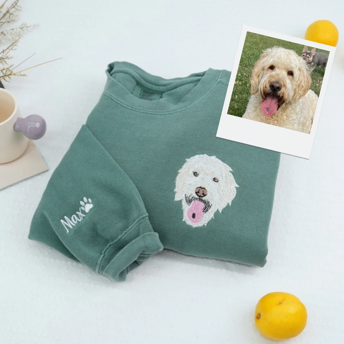 Custom Pet Portrait Sweatshirt with Names - Dog Cat Face Embroidered - Personalized Pet Parent Gift - Image 5