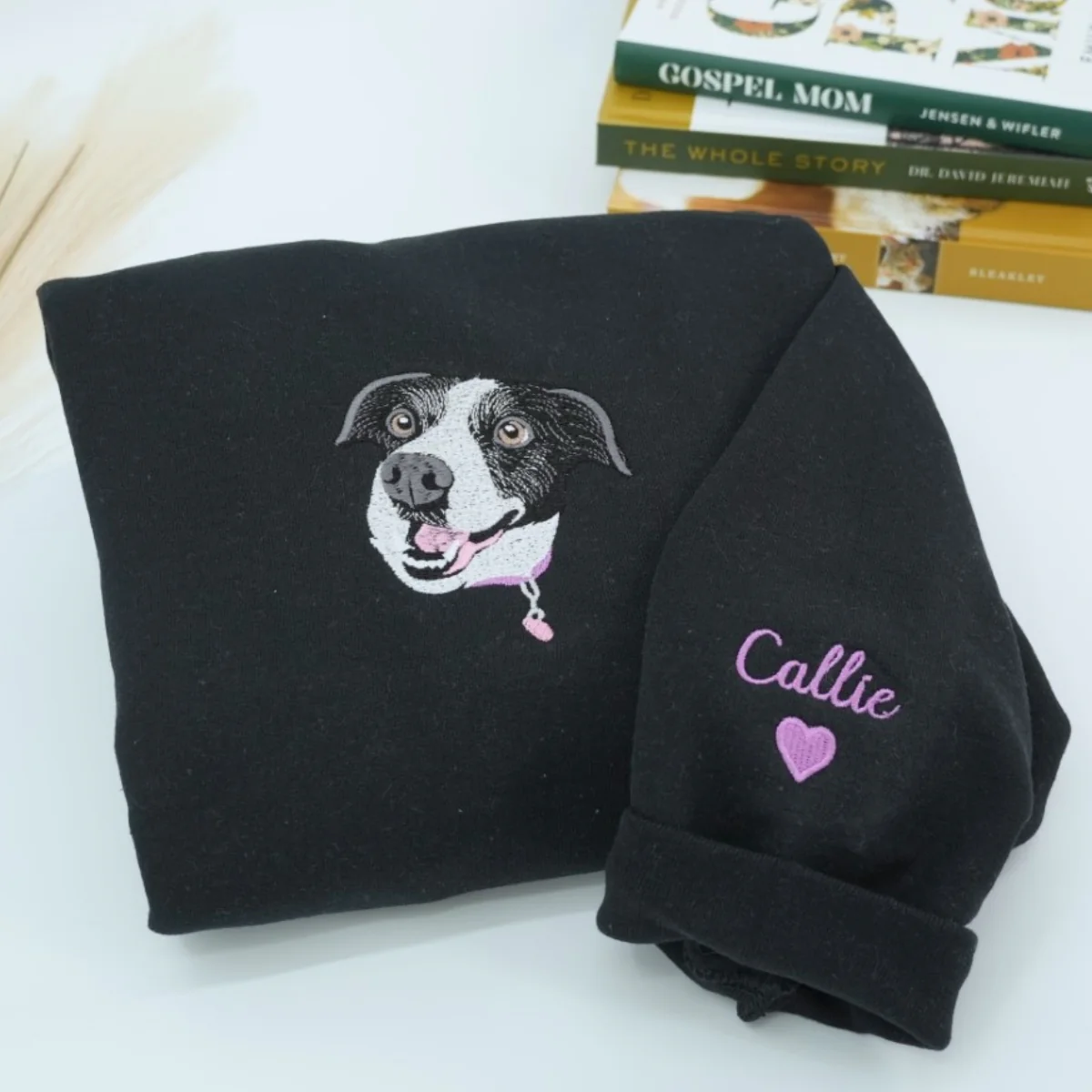 Custom Pet Portrait Sweatshirts - Dog Face Embroidered Shirts with Names - Dog Lover Gift - Image 4