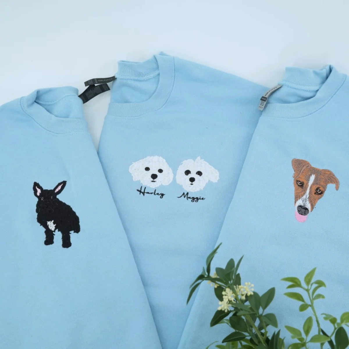 Custom Pet Portrait Sweatshirts - Dog Face Embroidered Shirts with Names - Dog Lover Gift - Image 6