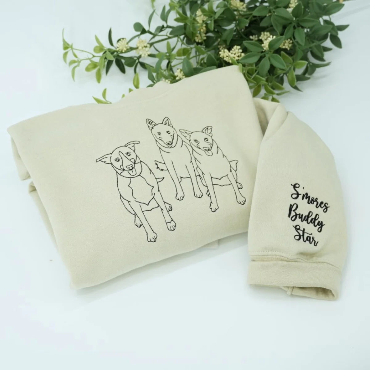 Custom Pet Portrait Sweatshirts - Dog Line Art Embroidered Shirts - Personalized Dog Lover Gift - Image 10