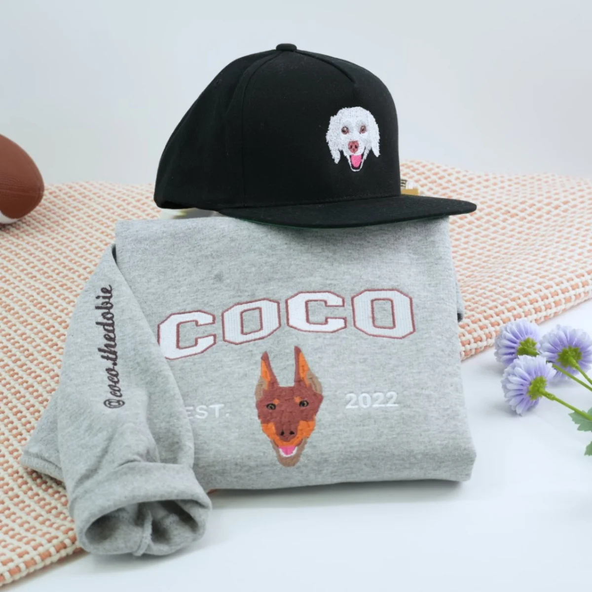 Custom Pet Portrait Sweatshirts - Dog Name Varsity EST Embroidered Shirts - Dog Lover Gift - Image 3