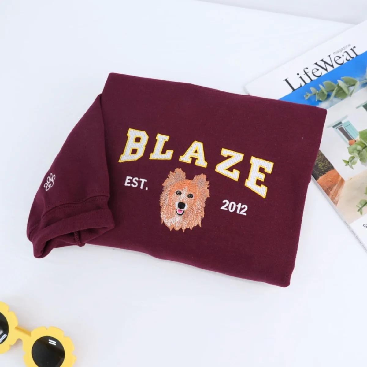 Custom Pet Portrait Sweatshirts - Dog Name Varsity EST Embroidered Shirts - Dog Lover Gift - Image 6