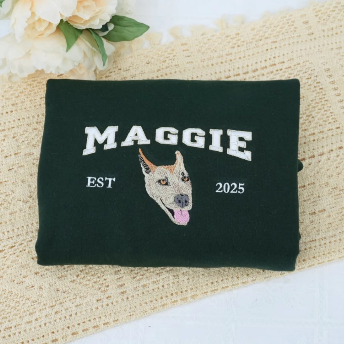 Custom Pet Portrait Sweatshirts - Dog Name Varsity EST Embroidered Shirts - Dog Lover Gift - Image 7