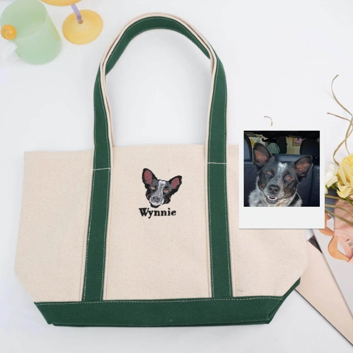Custom Pet Portrait Tote Bags - Dog Photo Embroidered Canvas Bag - Personalized Dog Mom Gift - Image 5