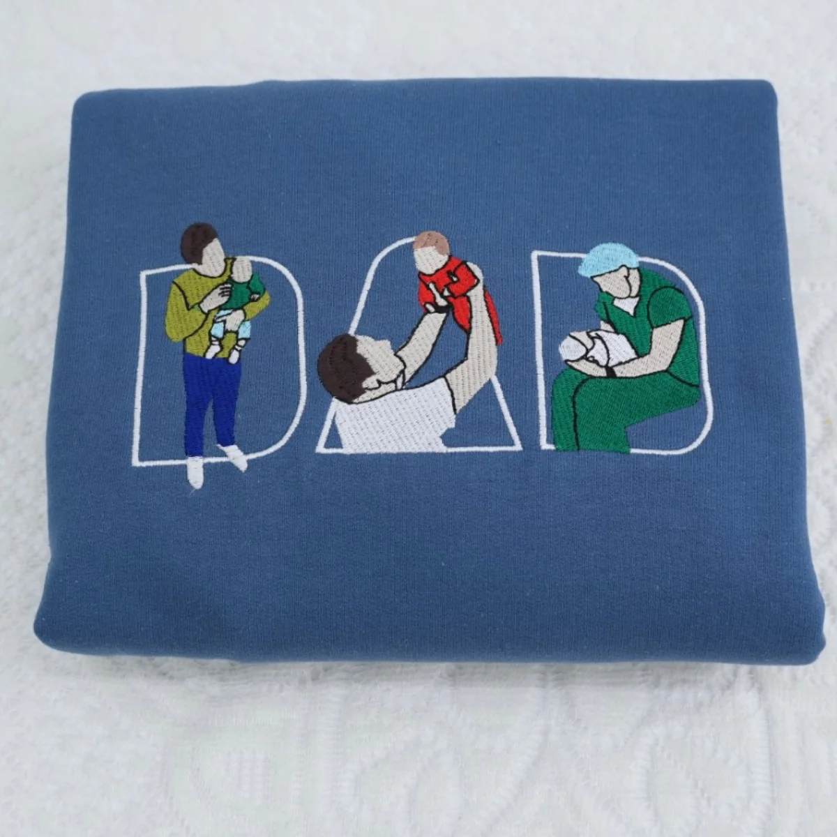 Custom Photo Dad Hoodies - Father Baby Bonding Embroidered Sweatshirts - Perfect New Dad Memory Gift - Image 7