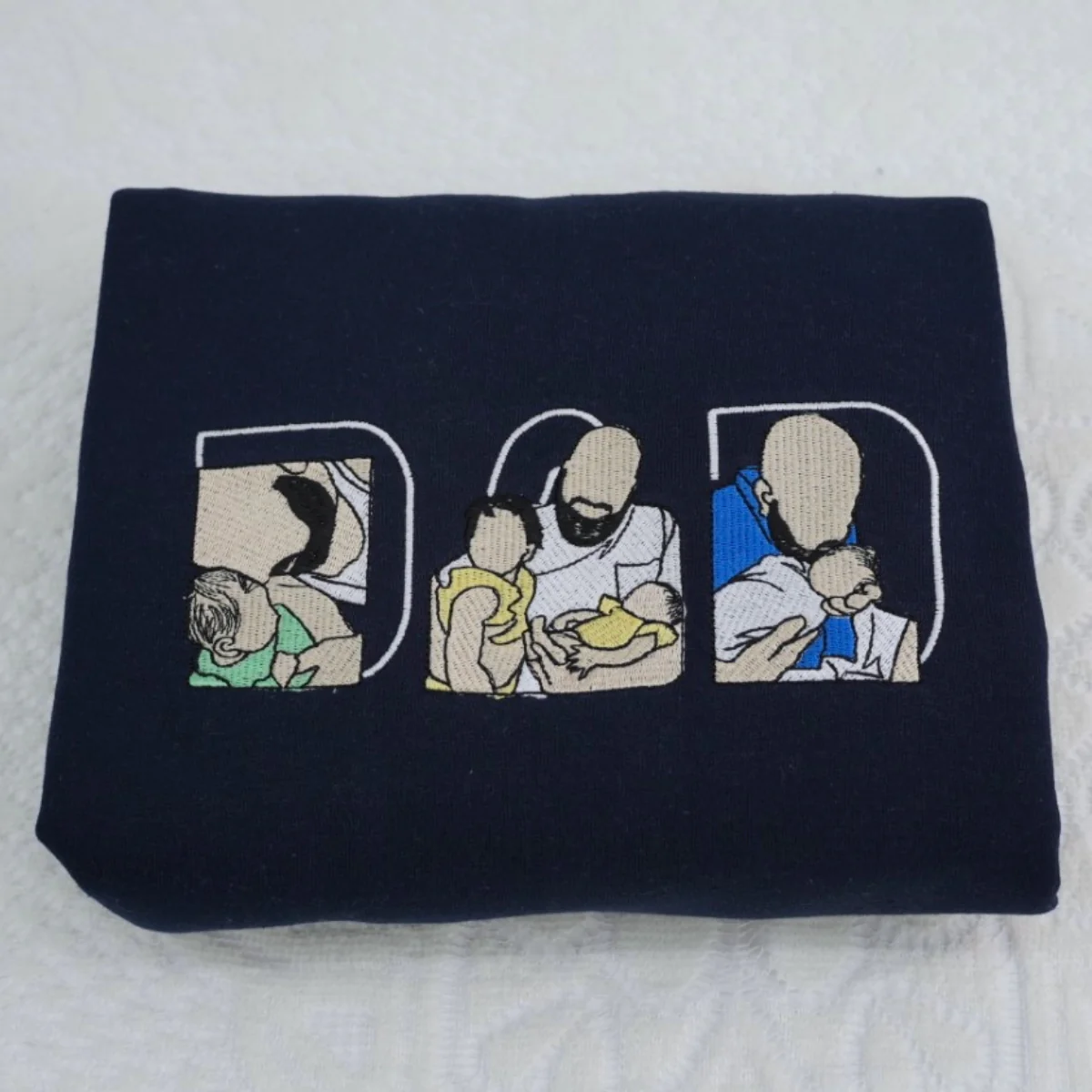 Custom Photo Dad Hoodies - Father Baby Bonding Embroidered Sweatshirts - Perfect New Dad Memory Gift - Image 9