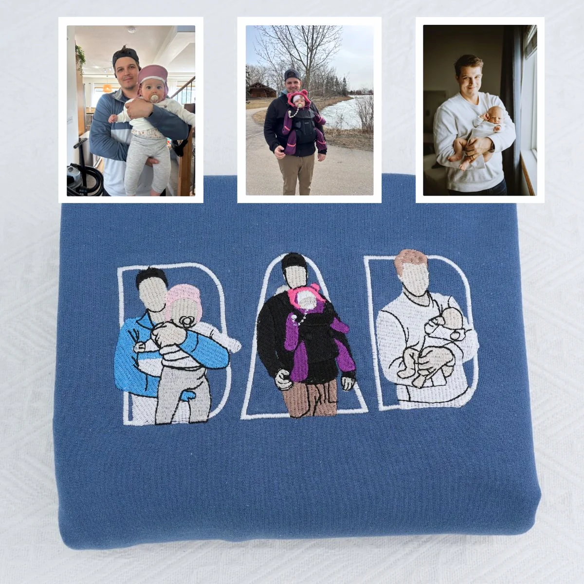 Custom Photo Dad Hoodies - Father Child Adventure Embroidered Sweatshirts - Perfect Active Dad Memory Gift - Image 4
