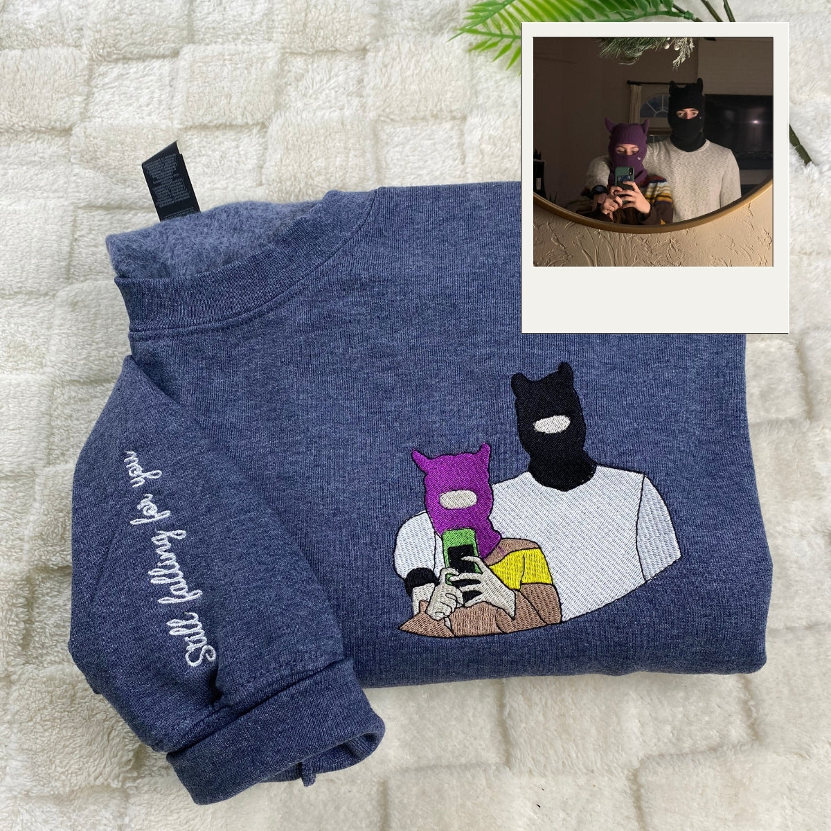 Custom Photo Hoodies for Couples - Personalized Embroidered Sweatshirts - Anniversary Valentine's Gift