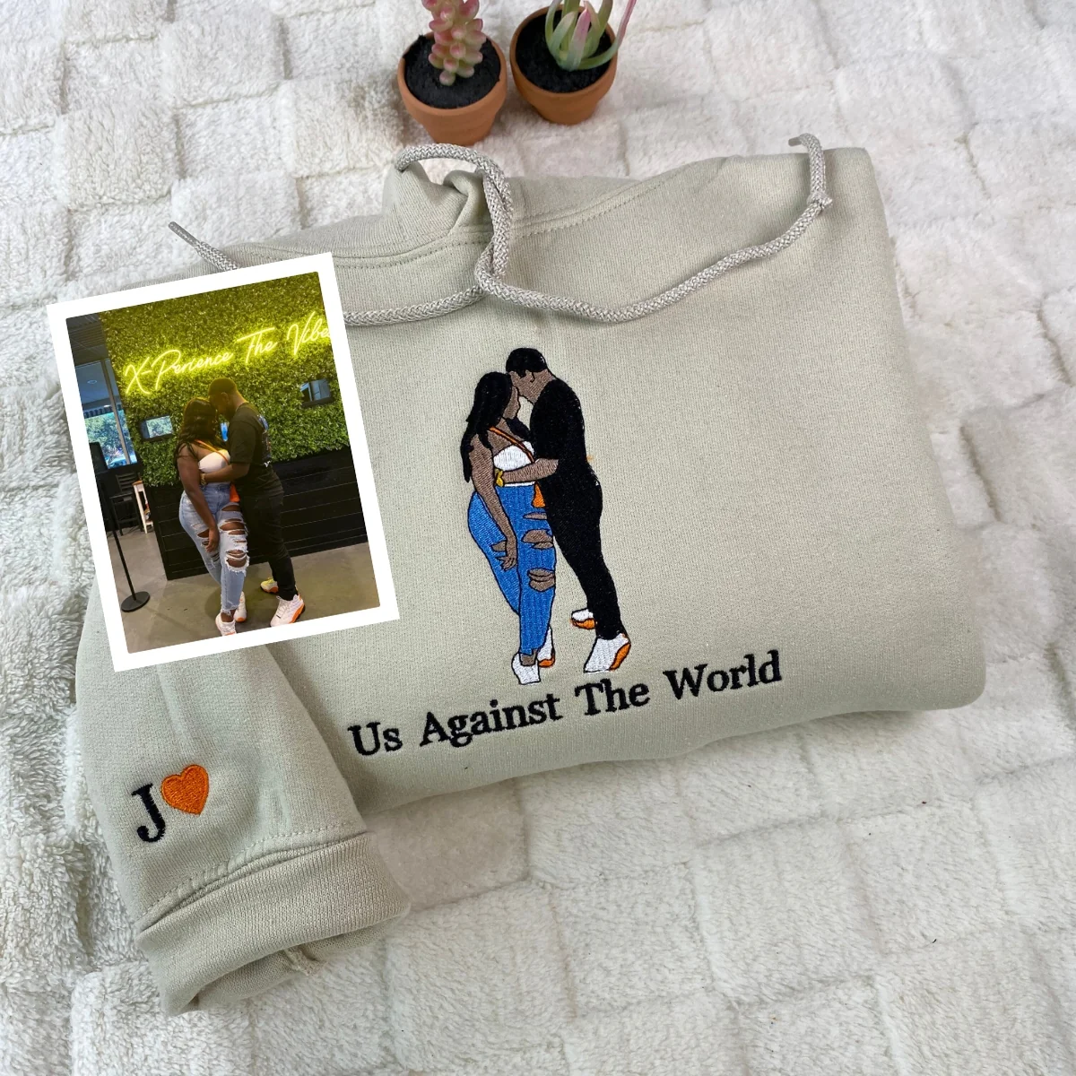 Custom Photo Hoodies for Couples - Personalized Embroidered Sweatshirts - Anniversary Valentine's Gift - Image 2