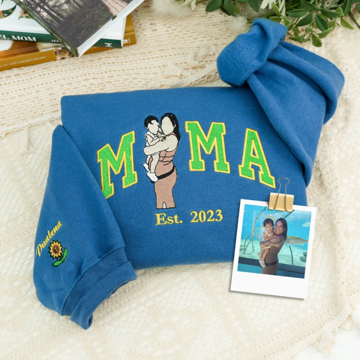 Custom Photo Mama Hoodies - Family Photo Embroidered Sweatshirts - New Mama Gift - Image 3