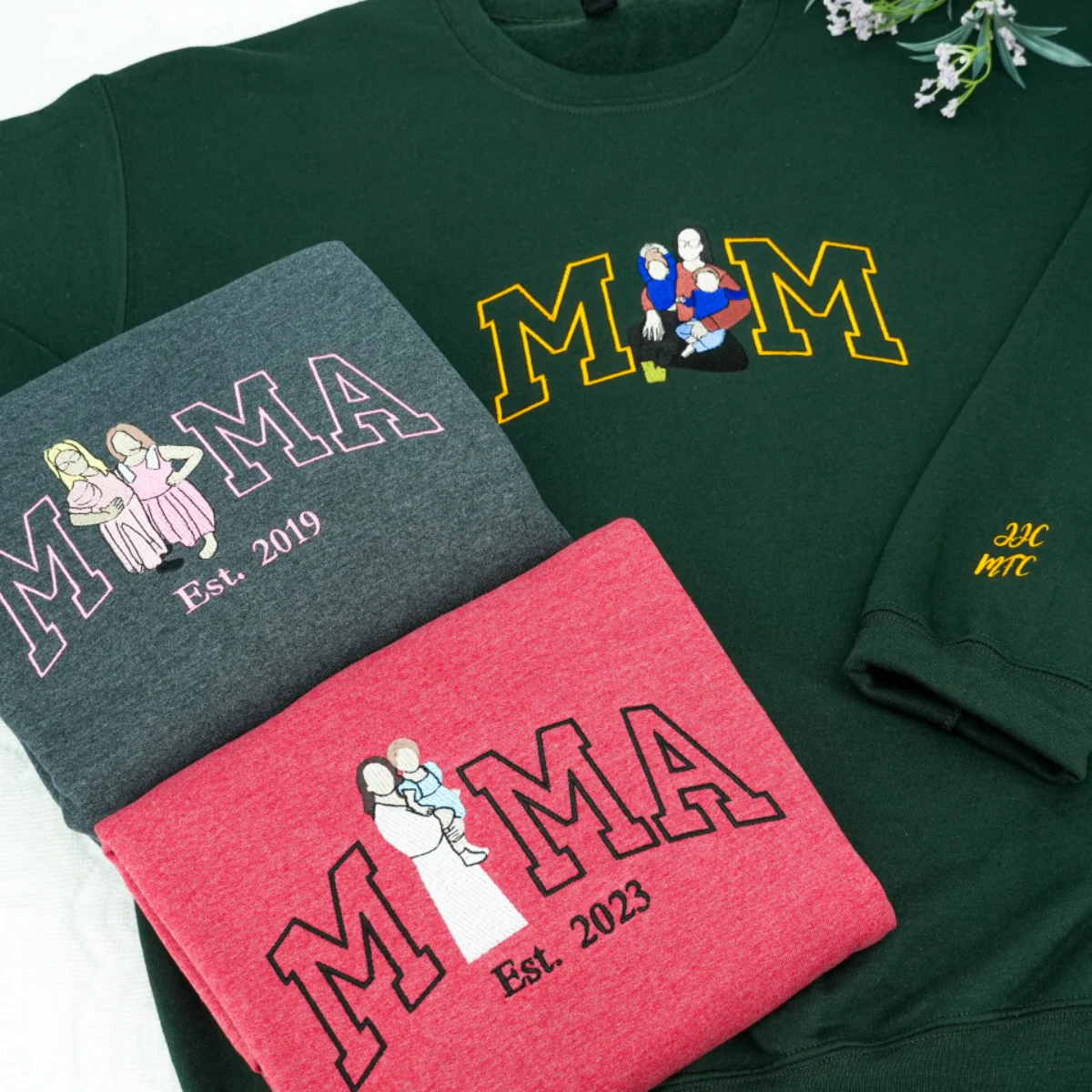 Custom Photo Mama Hoodies - Family Photo Embroidered Sweatshirts - New Mama Gift - Image 7
