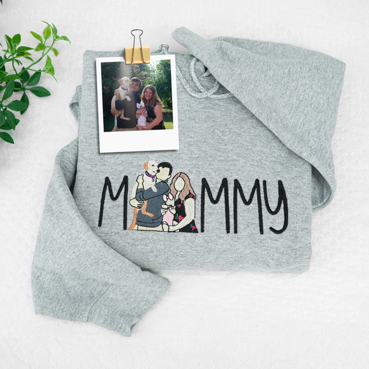 Custom Photo Mommy Hoodies - Family Photo Script Embroidered Sweatshirts - Perfect Mother Memory Gift - Image 2
