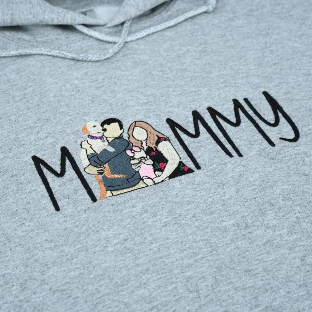 Custom Photo Mommy Hoodies - Family Photo Script Embroidered Sweatshirts - Perfect Mother Memory Gift - Image 3
