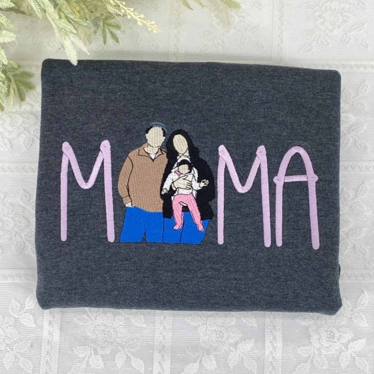Custom Photo Mommy Hoodies - Family Photo Script Embroidered Sweatshirts - Perfect Mother Memory Gift - Image 7