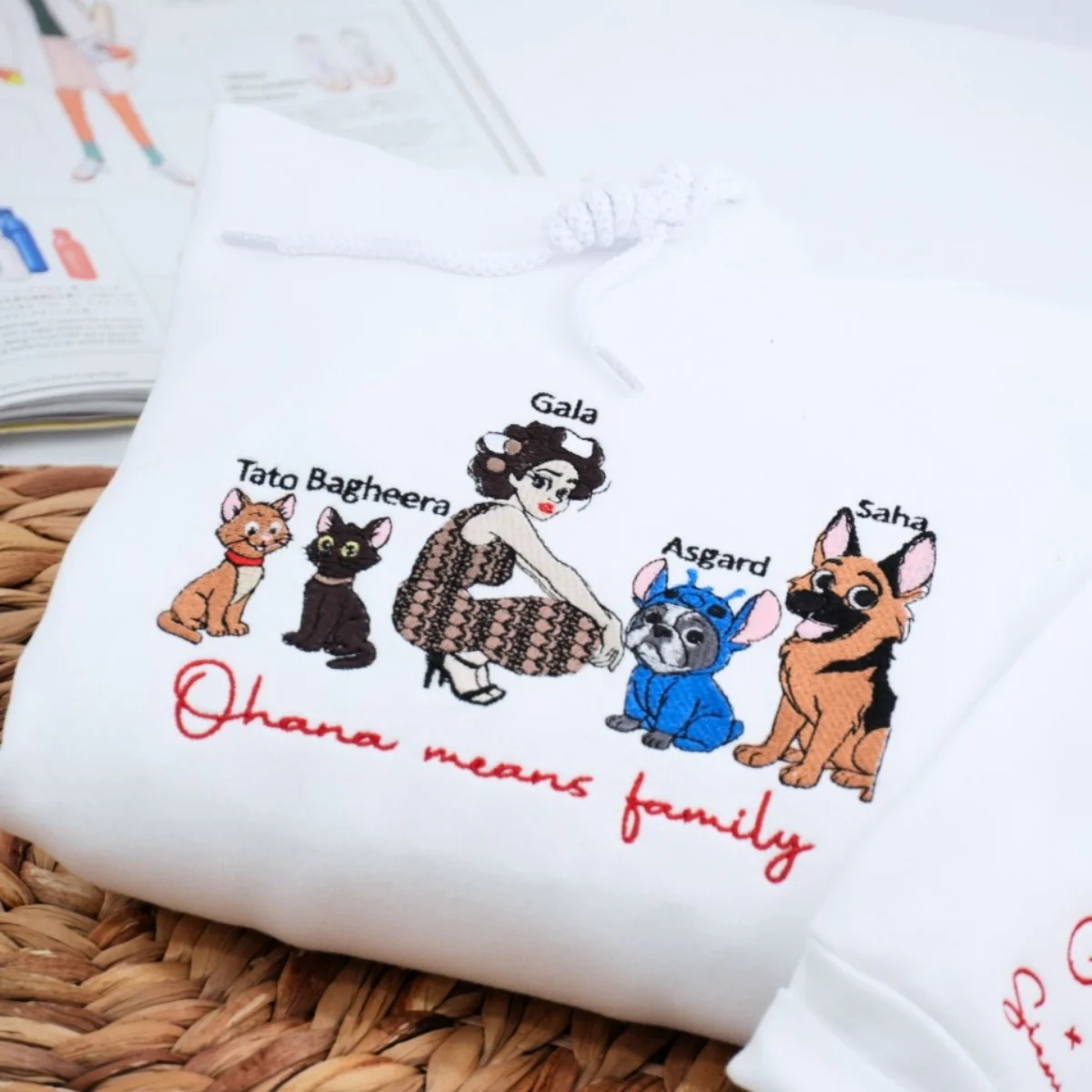 Custom Picture Embroidered Hoodies - Personalized Photo Pet Portrait Apparel - Perfect Custom Gift - Image 2