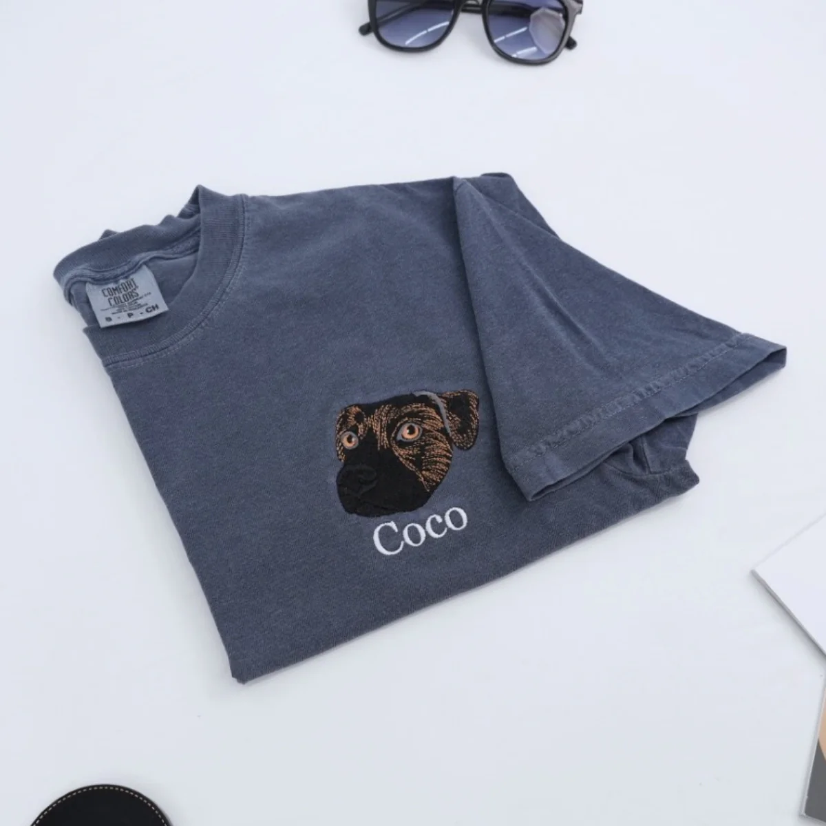 Custom Pug Portrait T-Shirts - Personalized Dog Breed Embroidered Shirts - Pug Lover Gift with Custom Name - Premium Pet Breed Apparel - Image 3