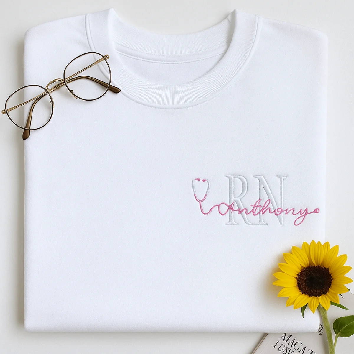 Custom RN Hoodies - Personalized Registered Nurse Embroidered Sweatshirts - RN Gift - Image 3