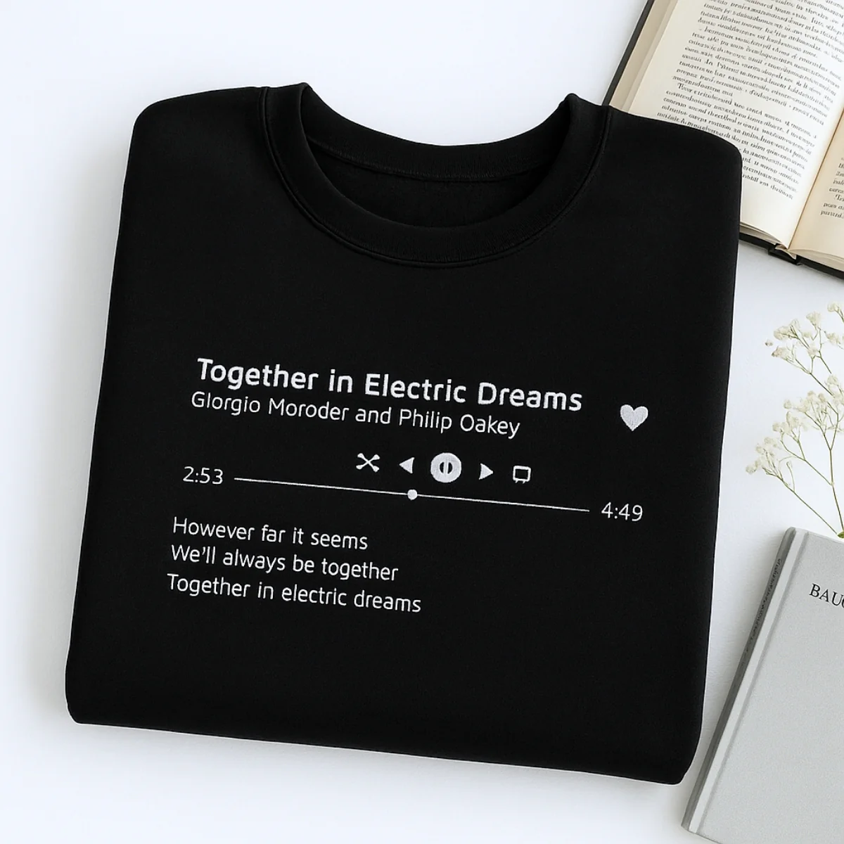 Custom Song Sweatshirts - Your Favorite Song Embroidered Music Player - Personalized Music Gift - Image 3