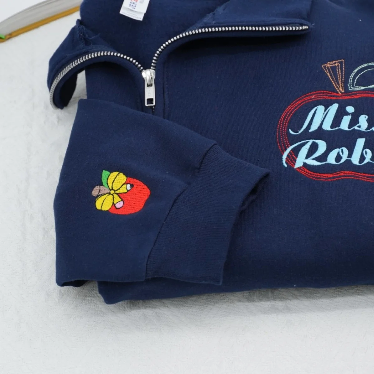 Custom Teacher Quarter Zip - Personalized Apple Embroidered Sweatshirt - Perfect Teacher Gift - Image 3