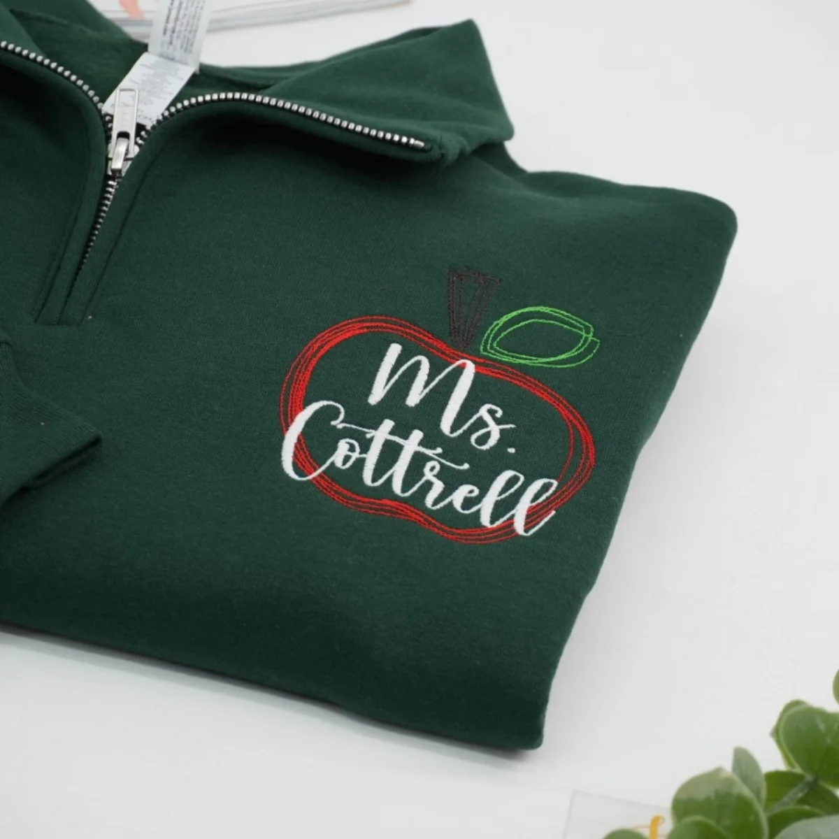 Custom Teacher Quarter Zip - Personalized Apple Embroidered Sweatshirt - Perfect Teacher Gift - Image 6