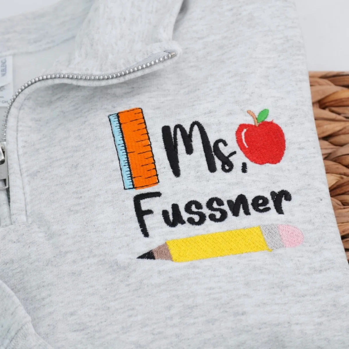 Custom Teacher Quarter Zip - Personalized Ms Embroidered Pullover - Education Professional Gift - Image 2