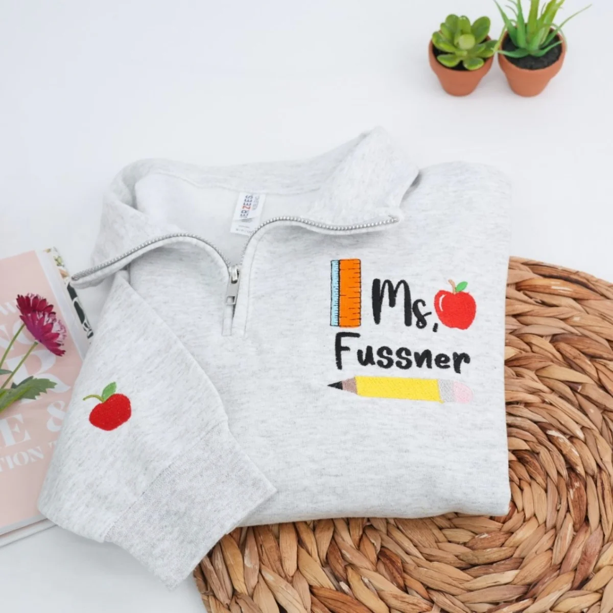 Custom Teacher Quarter Zip - Personalized Ms Embroidered Pullover - Education Professional Gift - Image 3