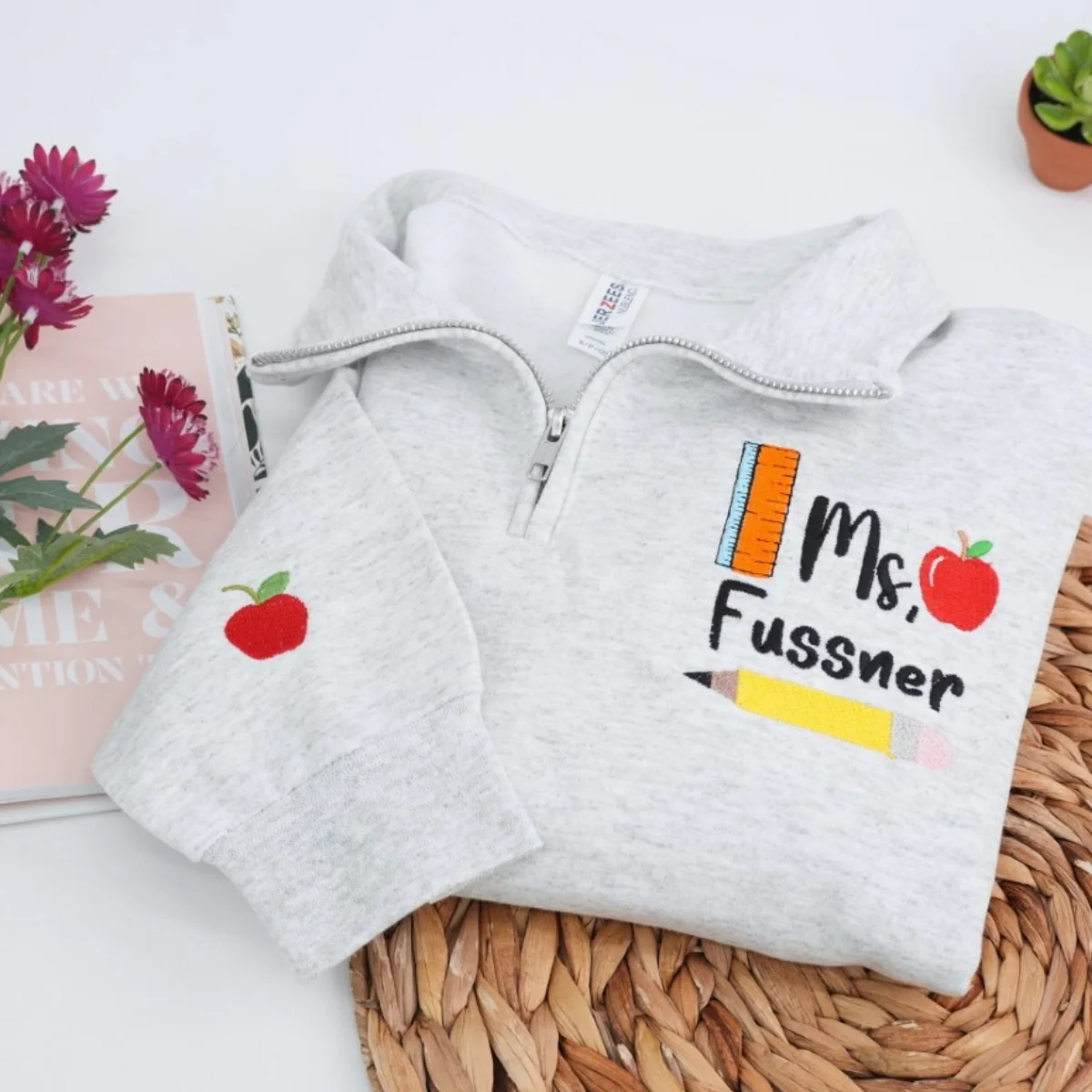 Custom Teacher Quarter Zip - Personalized Ms Embroidered Pullover - Education Professional Gift - Image 4