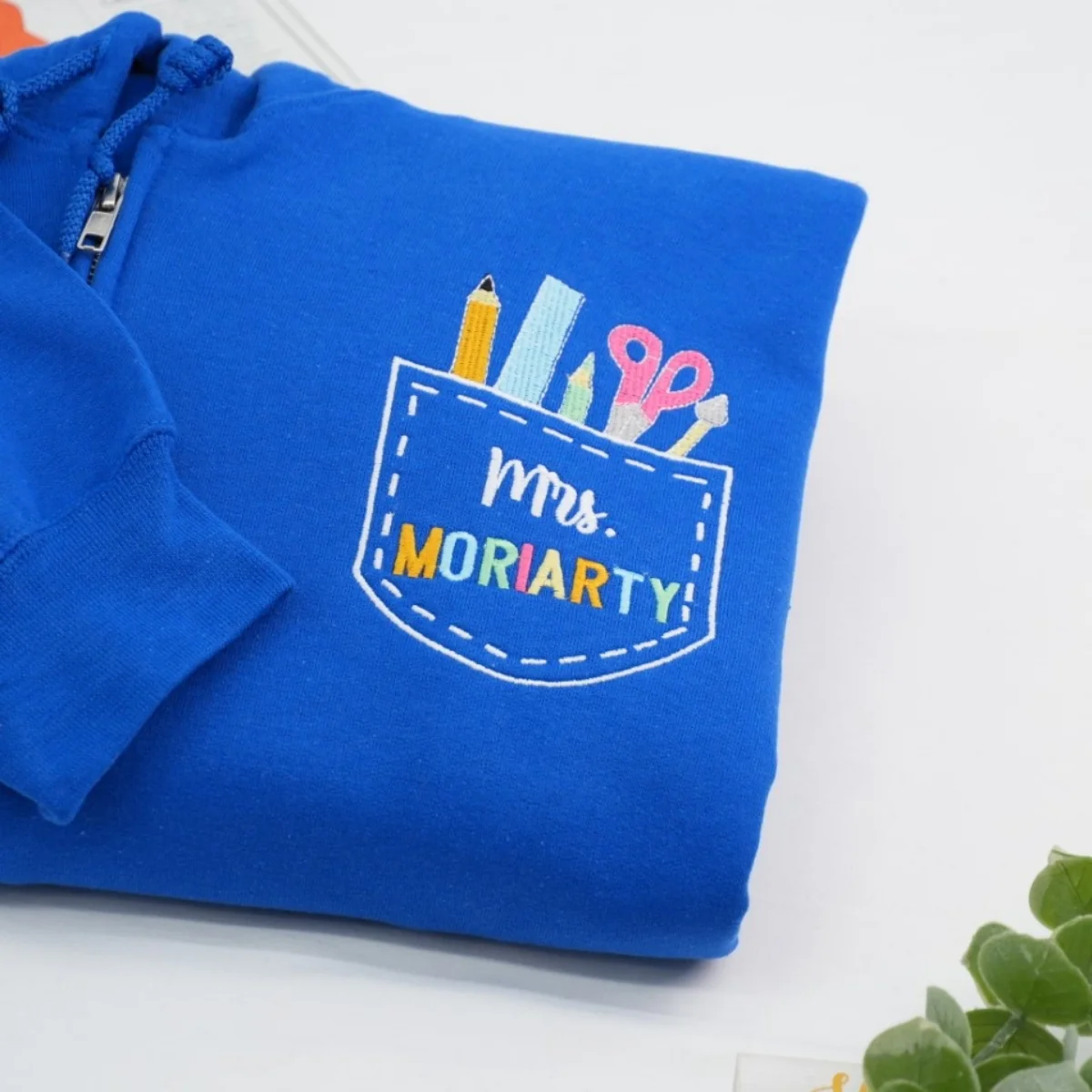Custom Teacher Quarter Zip - Personalized School Supply Pocket Embroidered Sweatshirt - Perfect Teacher Gift - Image 3