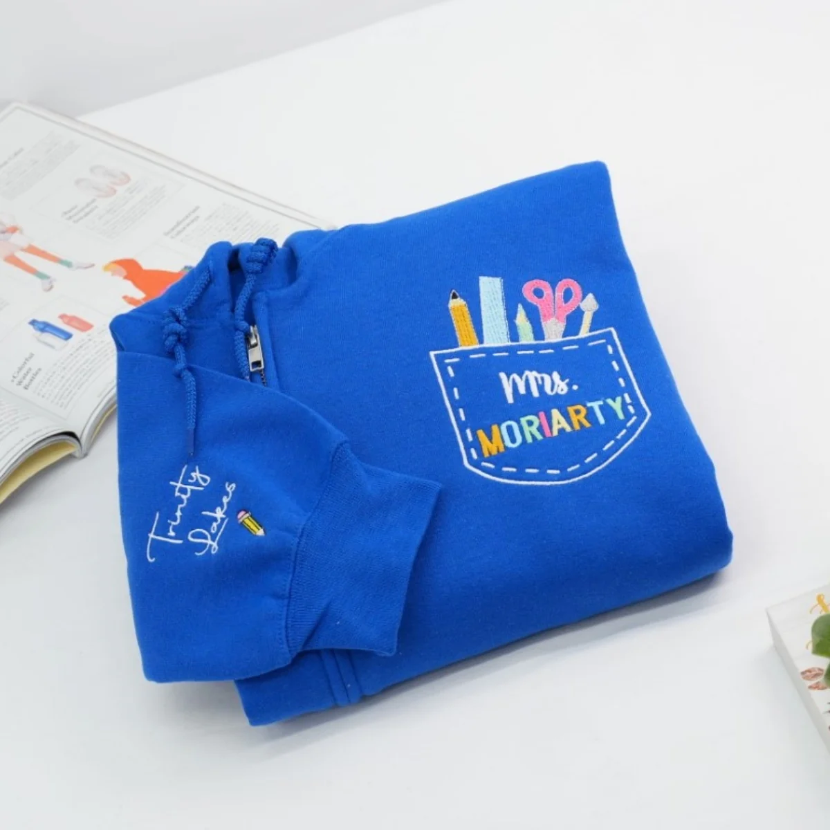 Custom Teacher Quarter Zip - Personalized School Supply Pocket Embroidered Sweatshirt - Perfect Teacher Gift - Image 5