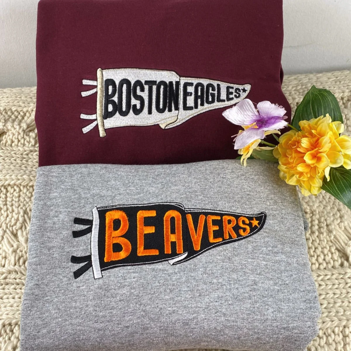 Custom Team Spirit Sweatshirts - School Mascot Pennant Embroidered Shirts - Team Pride Gift - Image 3