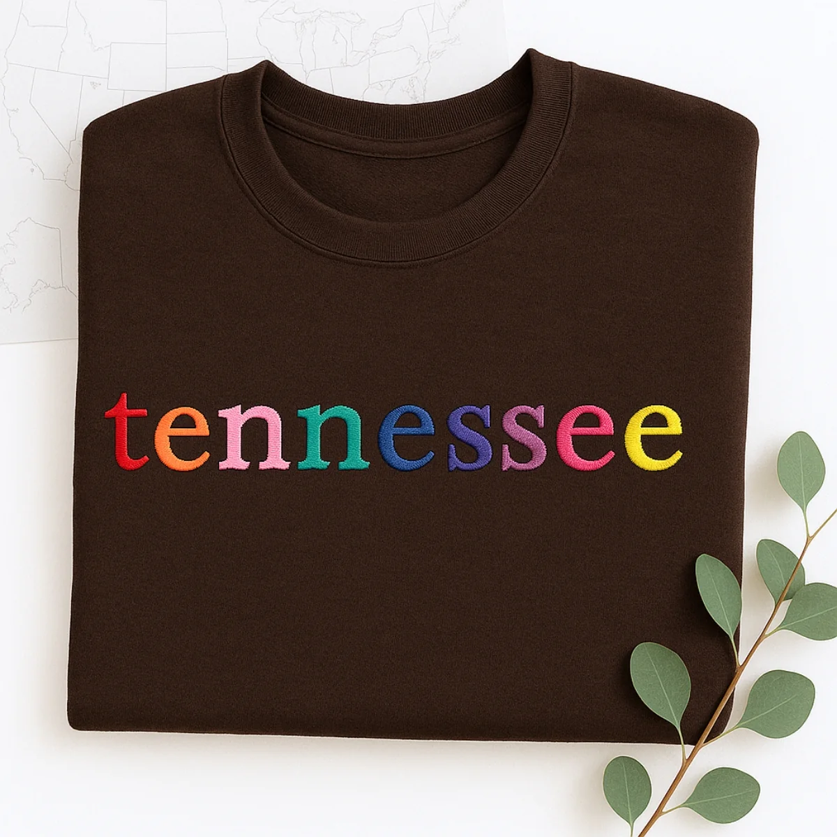 Custom Tennessee State Sweatshirt - Rainbow Embroidered Letters - Volunteer State Pride Gift - Image 7