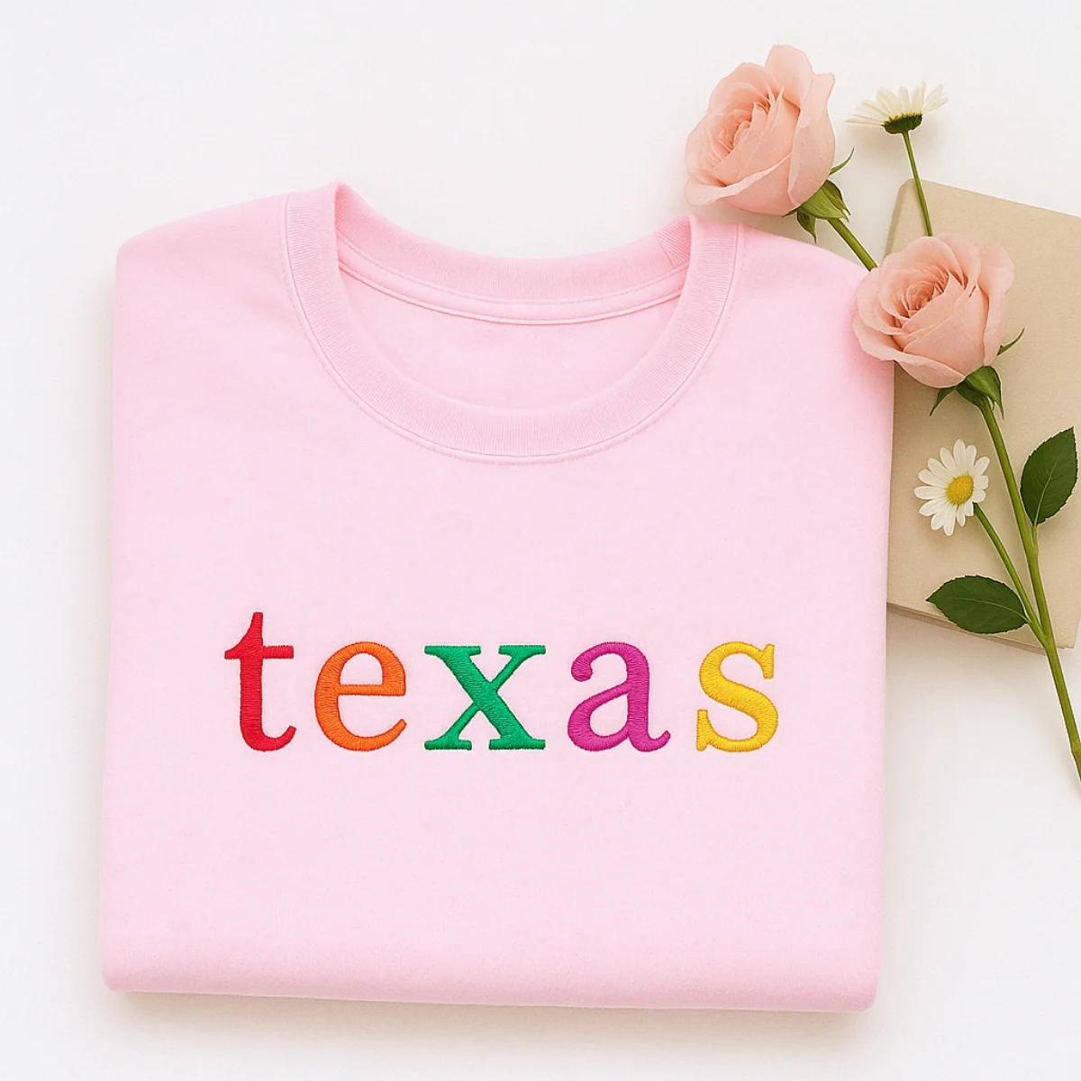 Custom Texas State Sweatshirt - Colorful Embroidered Lettering - Lone Star Pride Gift - Image 5