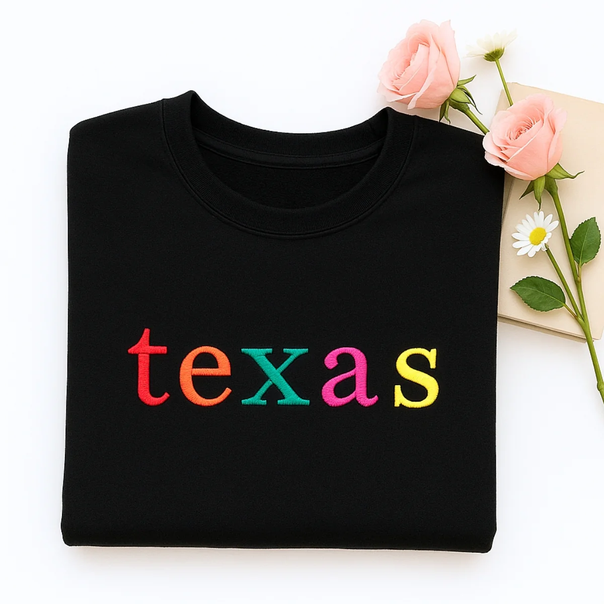 Custom Texas State Sweatshirt - Colorful Embroidered Lettering - Lone Star Pride Gift - Image 6