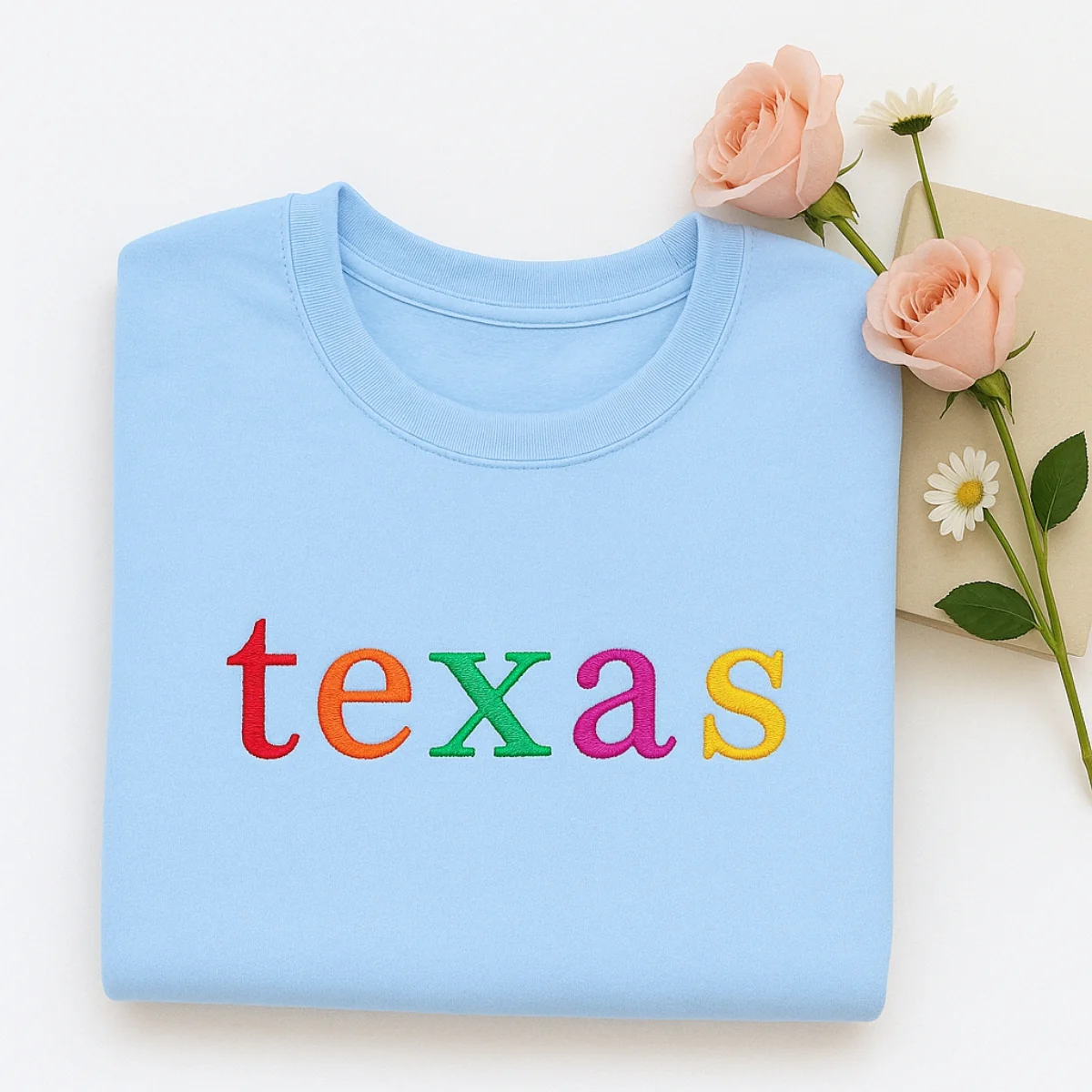 Custom Texas State Sweatshirt - Colorful Embroidered Lettering - Lone Star Pride Gift - Image 7