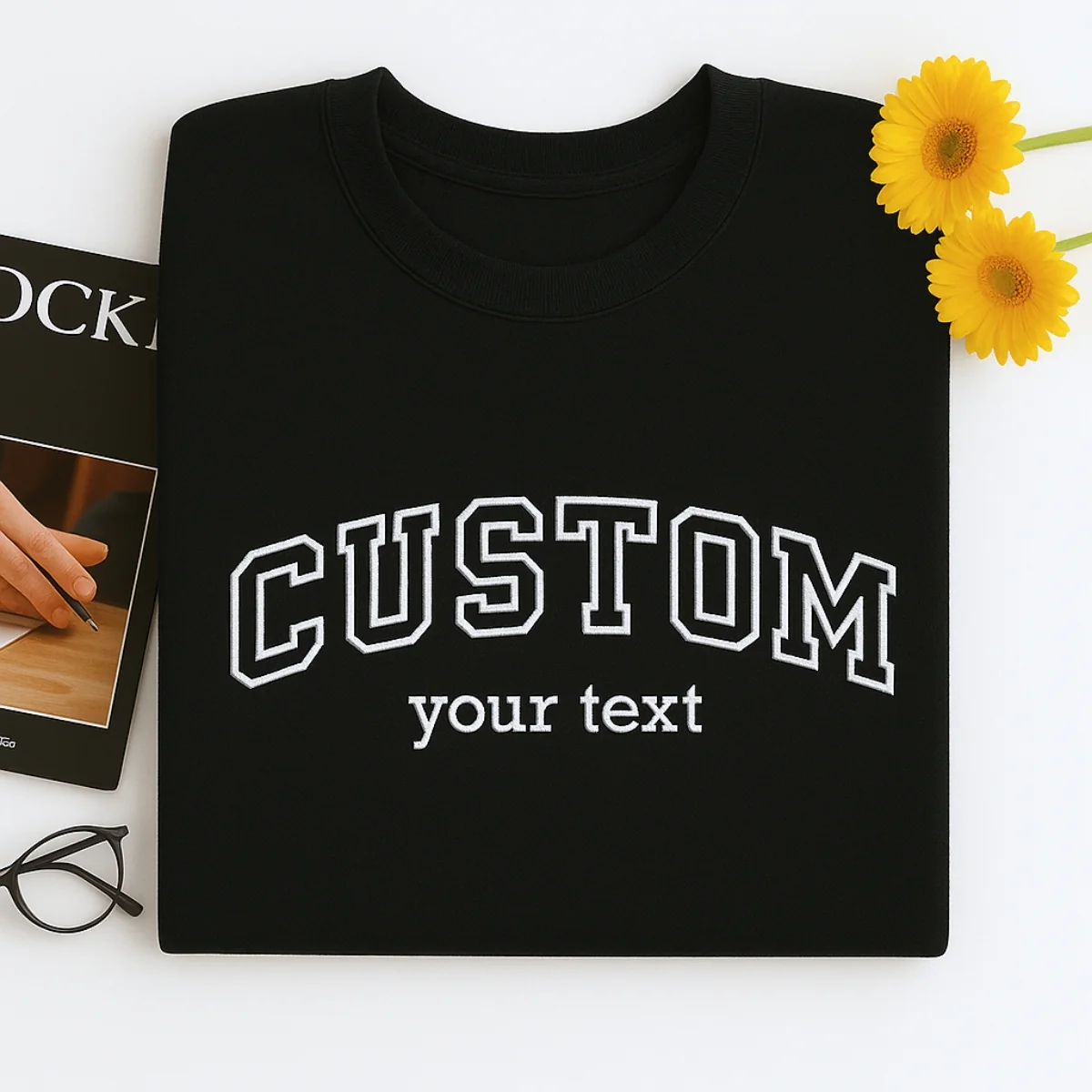 Custom Text Embroidered Sweatshirts - Personalized Varsity Style - Perfect Gift for Everyone - Image 3