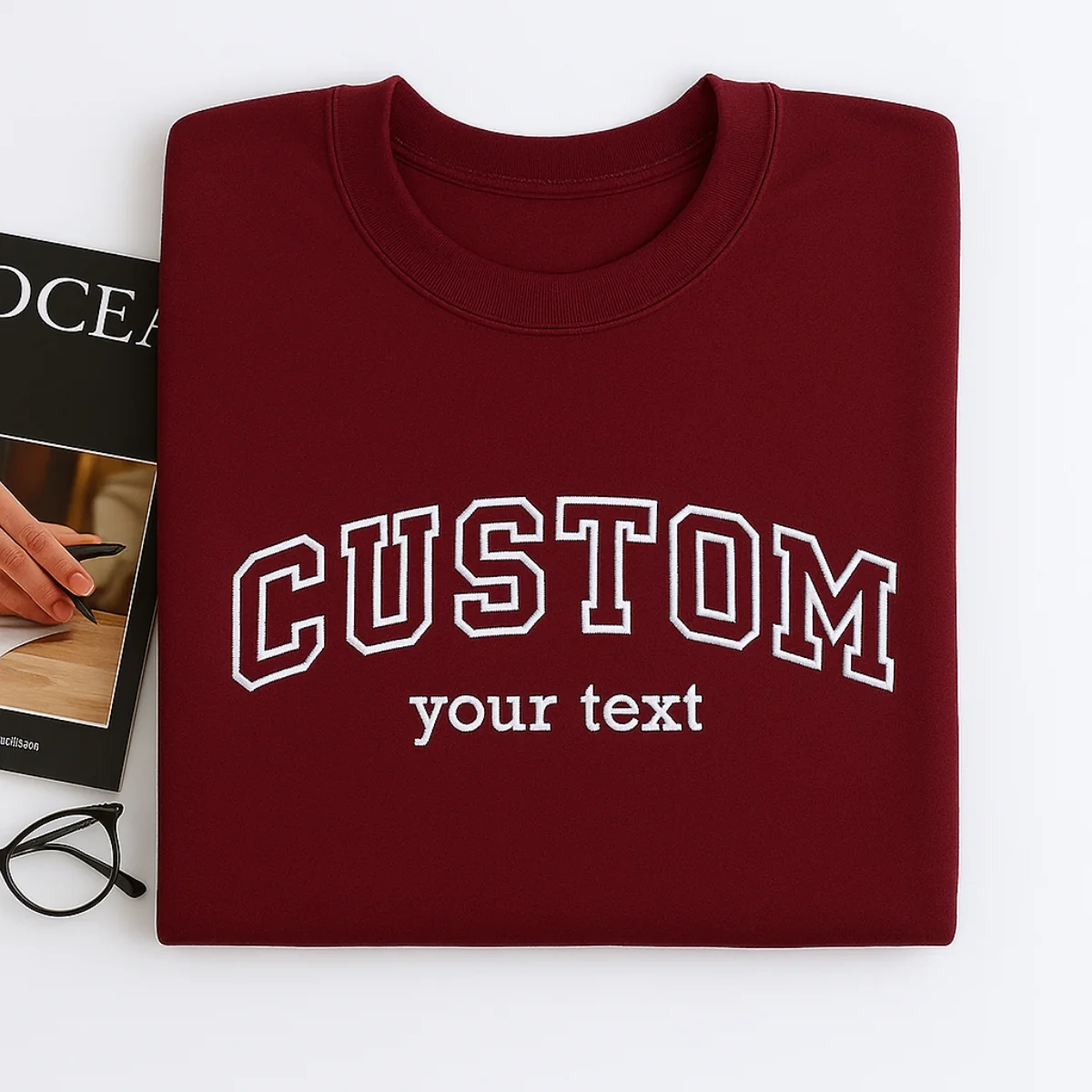 Custom Text Embroidered Sweatshirts - Personalized Varsity Style - Perfect Gift for Everyone - Image 4