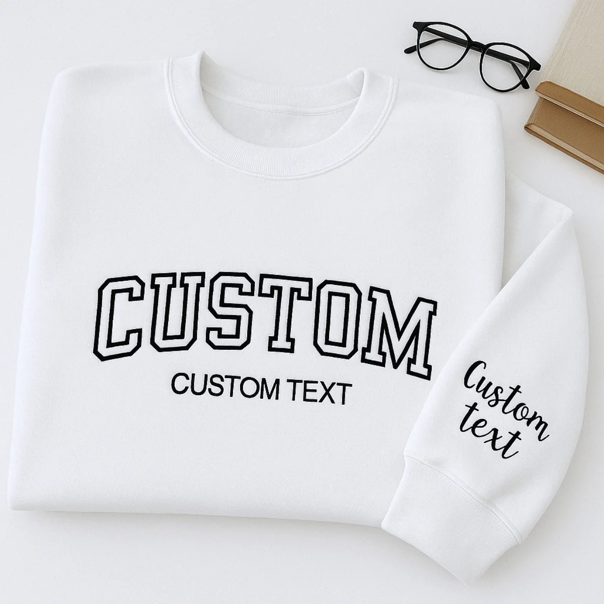 Custom Text Sweatshirt - Personalized Varsity Embroidered Pullover - Your Custom Words & Phrases Gift - Image 2