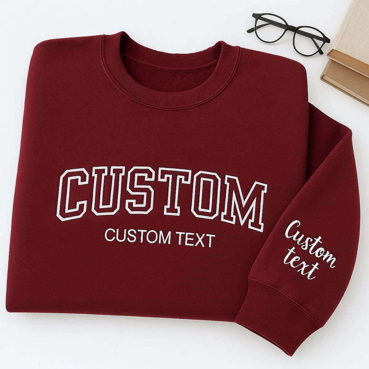 Custom Text Sweatshirt - Personalized Varsity Embroidered Pullover - Your Custom Words & Phrases Gift - Image 4
